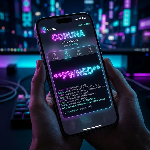 Coruna Jailbreak App Mockup